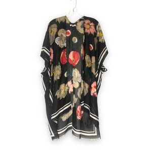 Woven Heart Shawl Wrap Green/Pink Floral